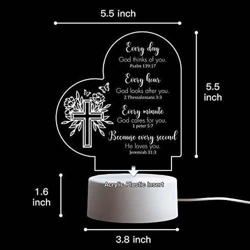 Christian Gift for Women, Acrylic Night Light Inspirational Gift for Women, Religious Gifts Scripture Gifts for Women , Night Lamp with Bible Verse and Prayers Gift
